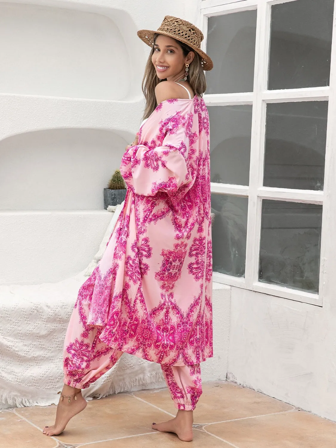 🌼 Printed Open Front Top and Pants Set 🌼