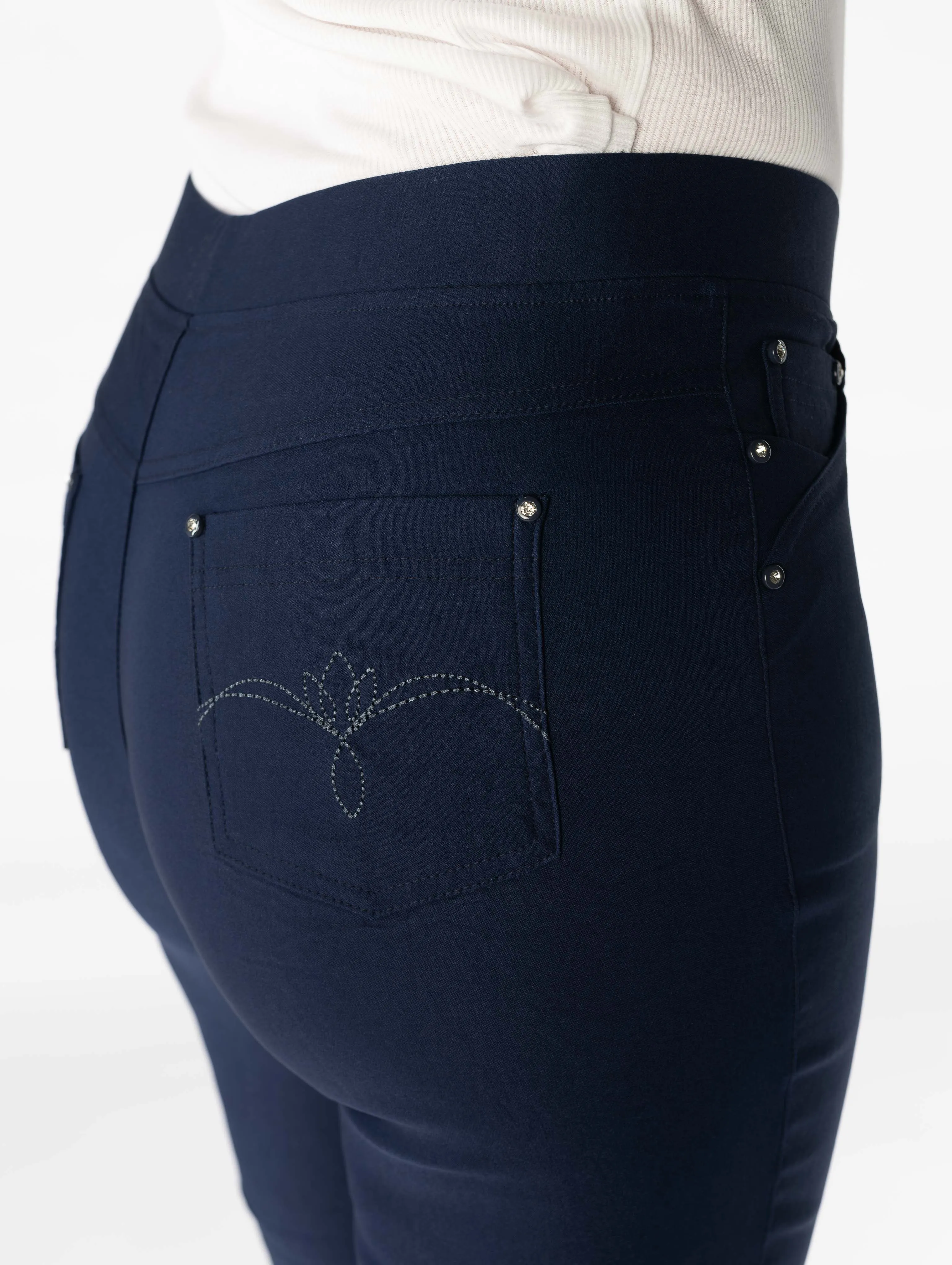 27" leg front stitch Trouser-Navy