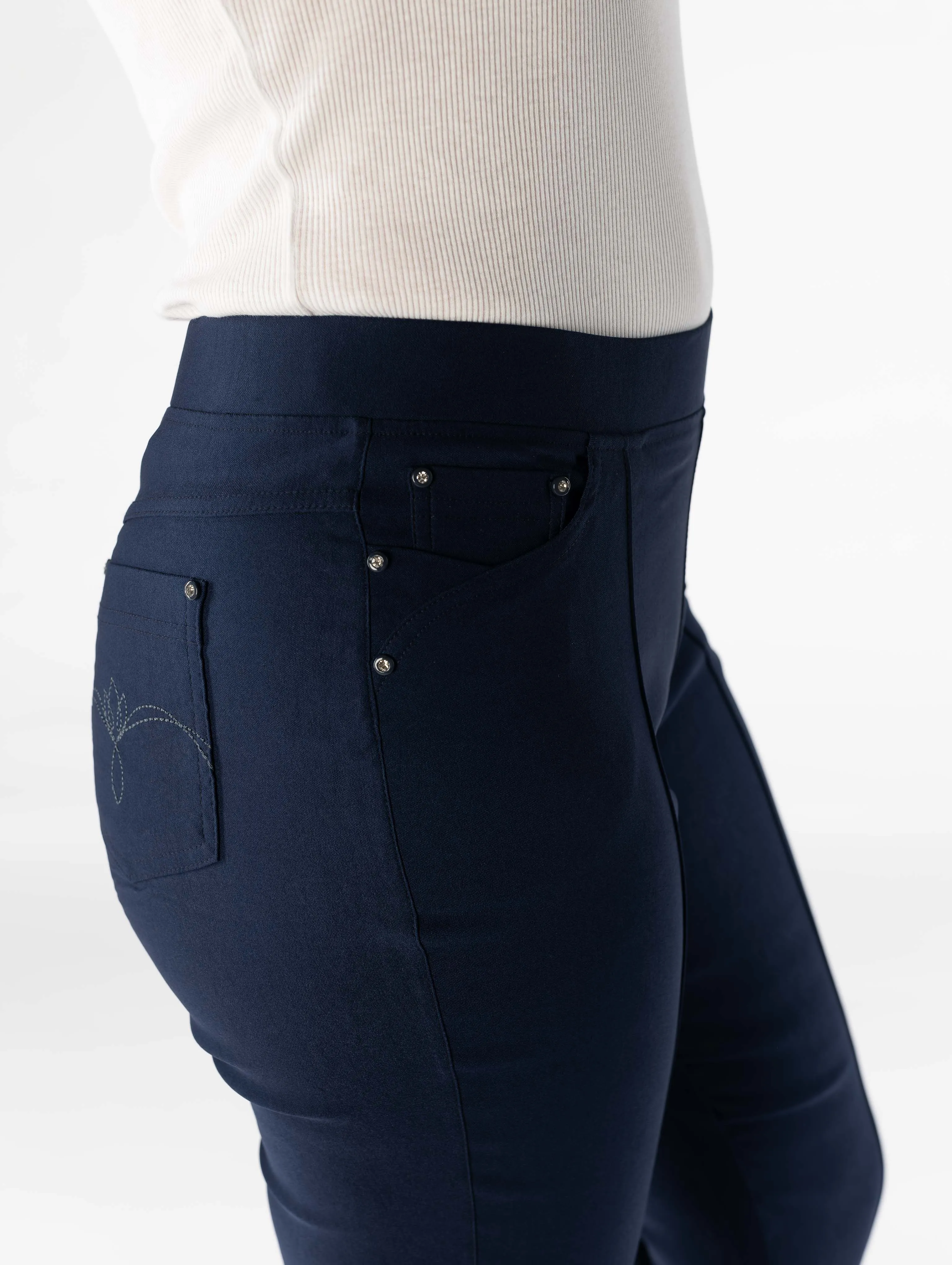 27" leg front stitch Trouser-Navy