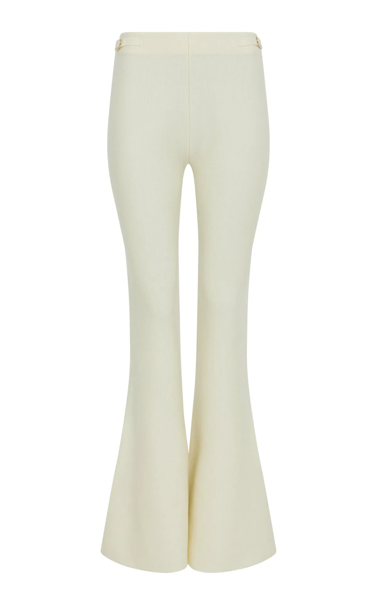 Ayala Flare Cropped Knit Pant in Ivory Merino Wool Cashmere