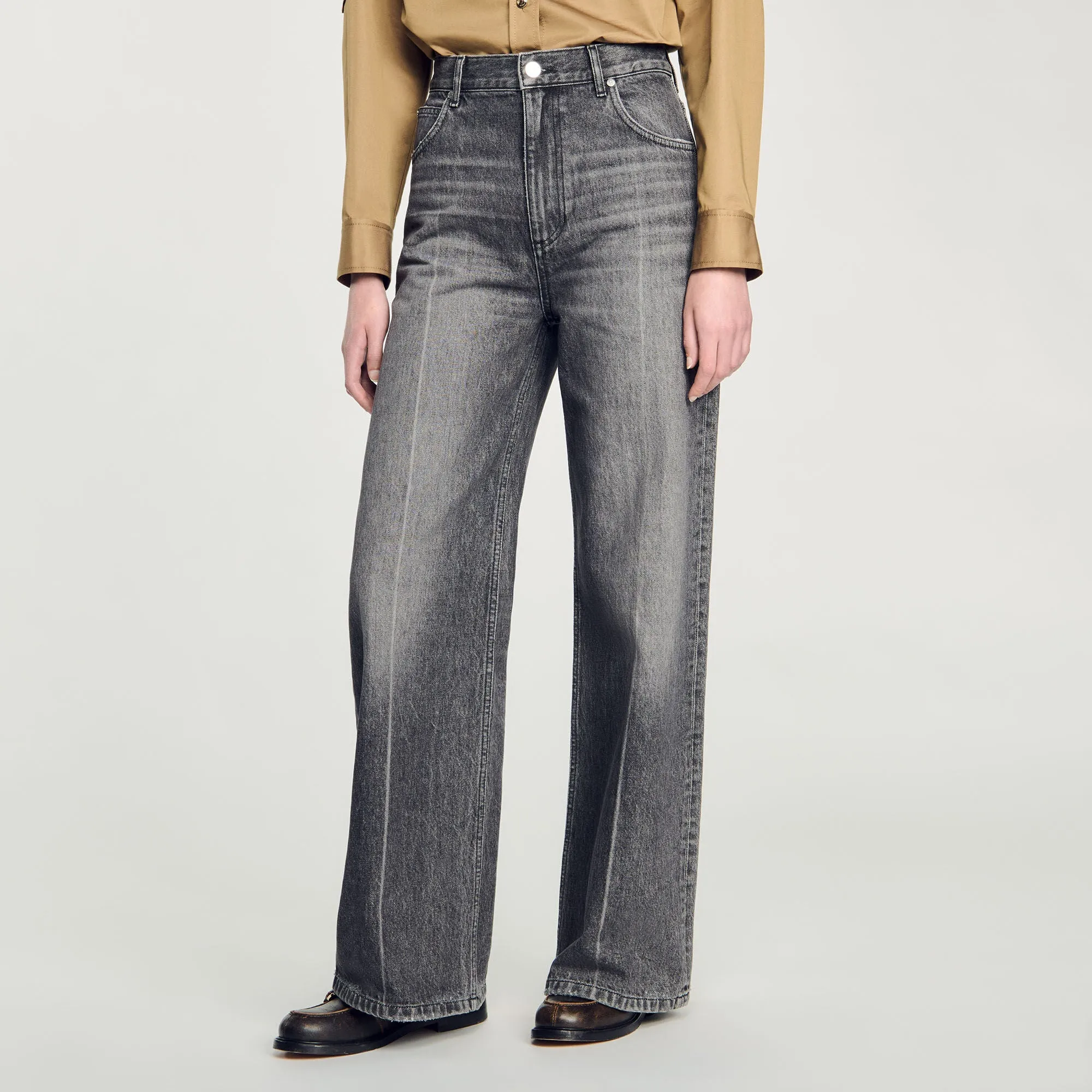 Bibi Low-Waisted Straight-Leg Jeans Grey