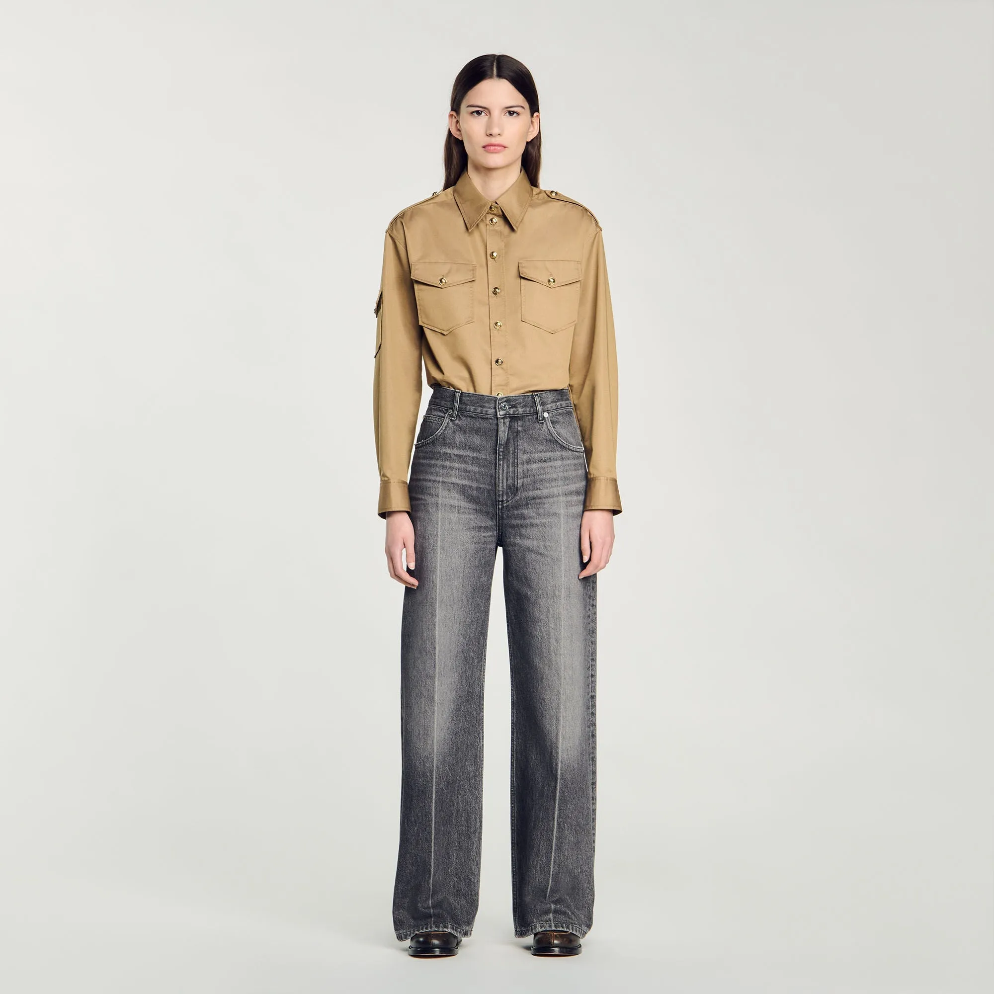 Bibi Low-Waisted Straight-Leg Jeans Grey