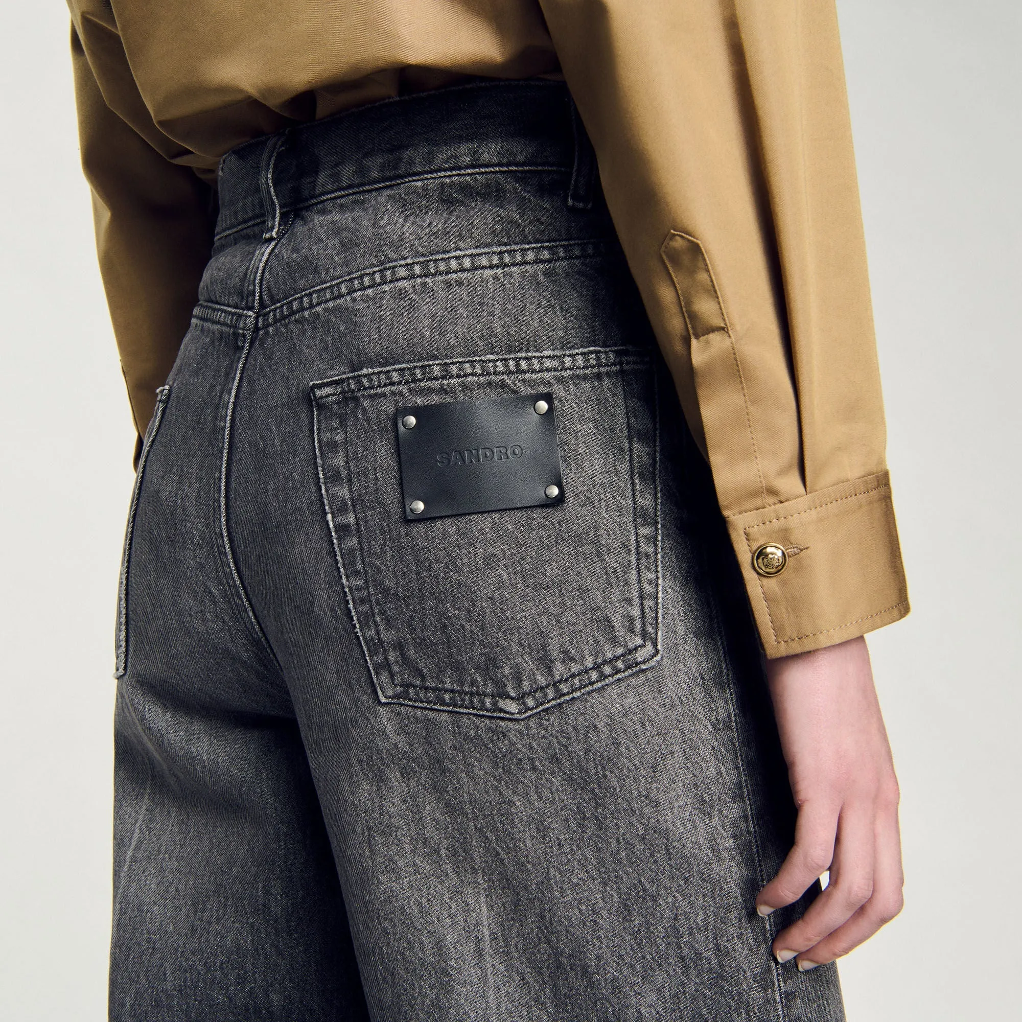 Bibi Low-Waisted Straight-Leg Jeans Grey