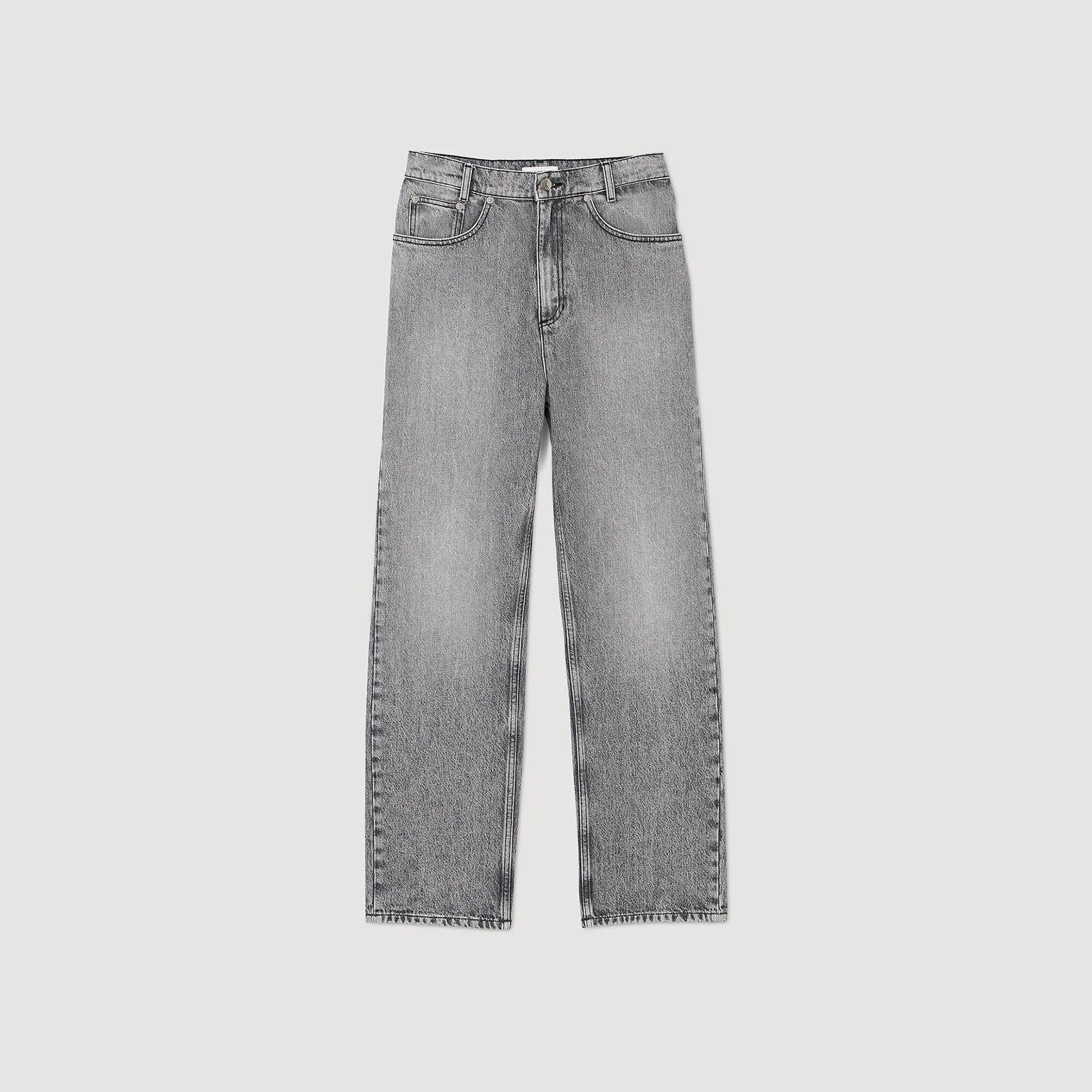Bibi Low-Waisted Straight-Leg Jeans Grey