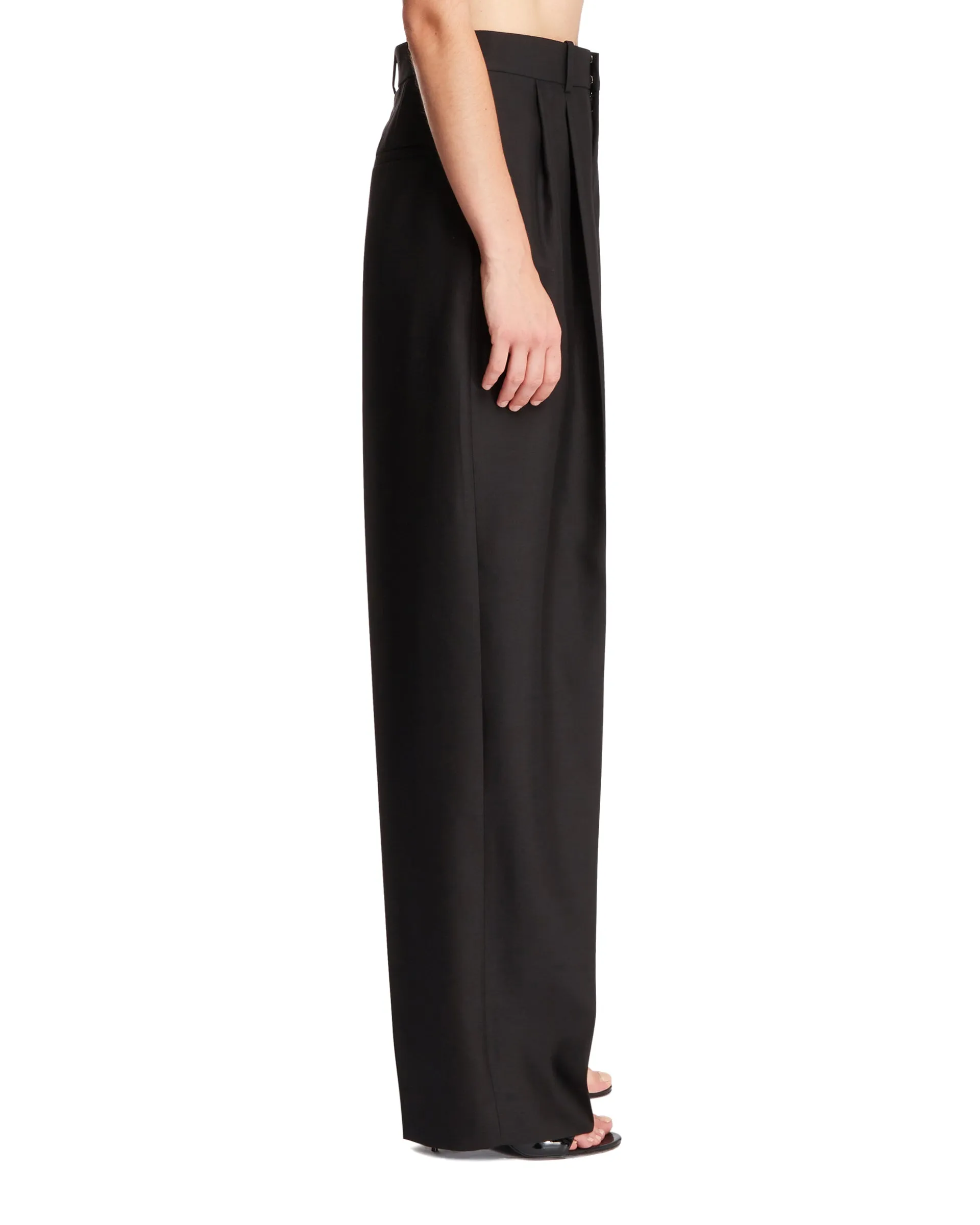 Black Curzio Wool Pants