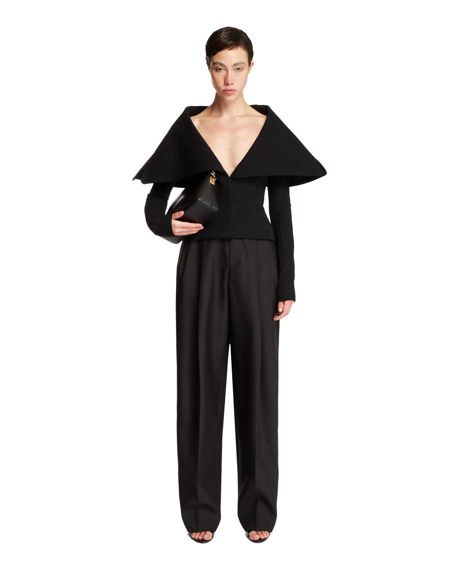 Black Curzio Wool Pants