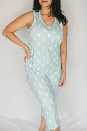 Cozy Pineapple Pajama Capris Set