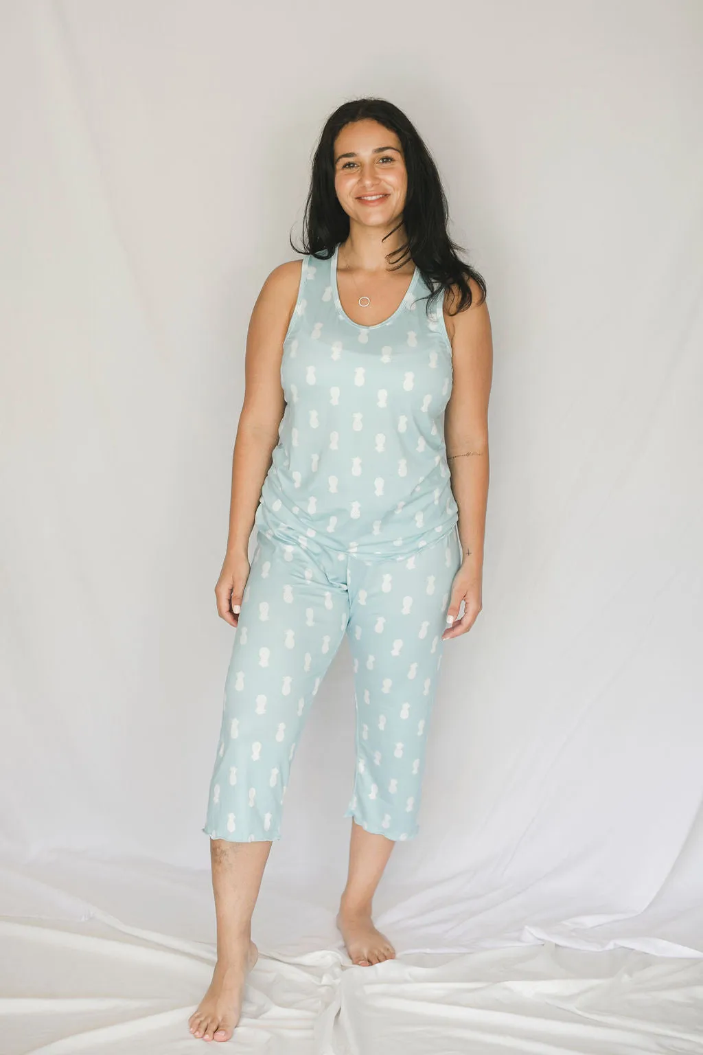 Cozy Pineapple Pajama Capris Set