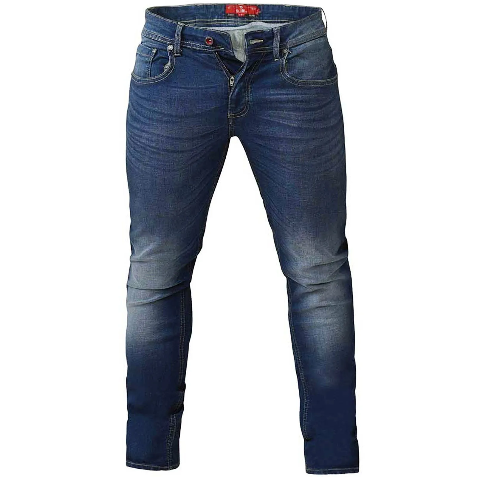 D555 Mens Ambrose Big & Tall Kingsize Tapered Fit Stretch Jeans - Dark Blue