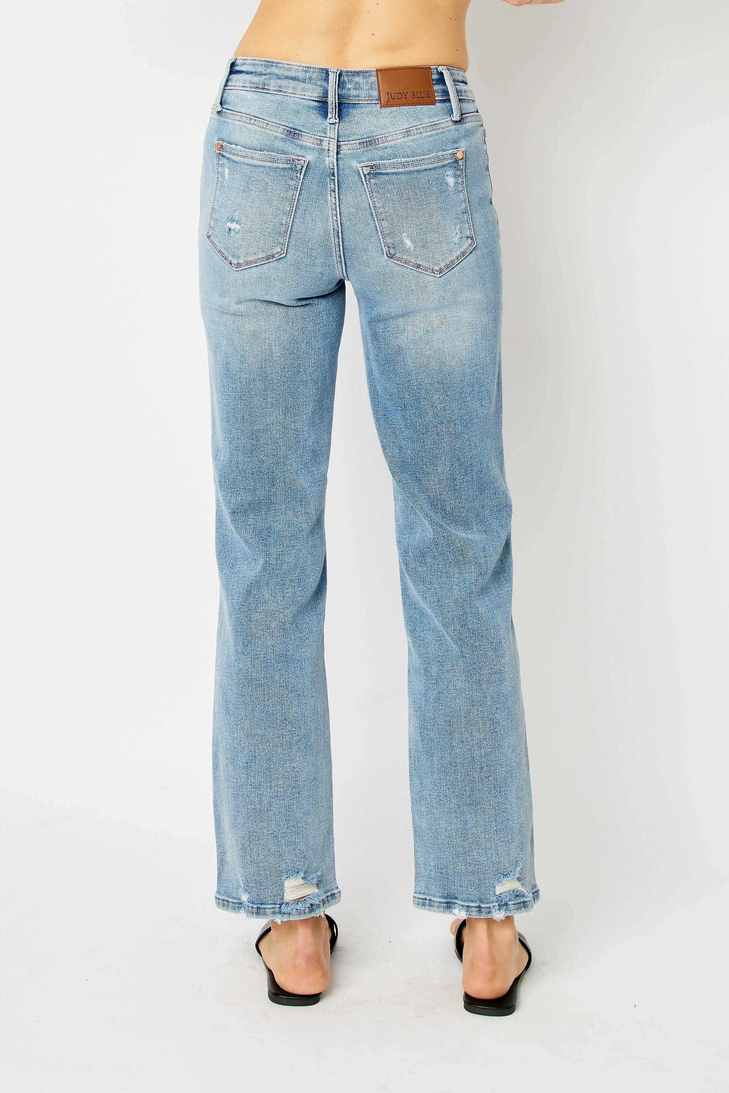 Destroyed Straight Leg Jeans