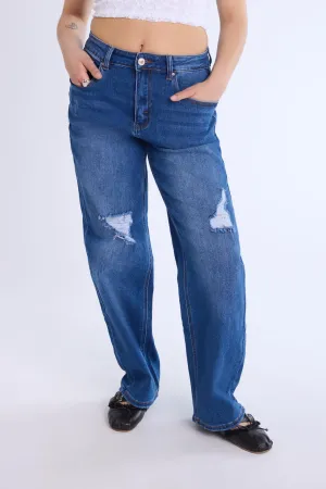 Distressed Straight Leg Jeans