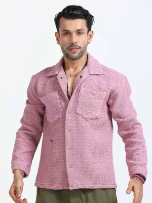 Elegance Textured Jude Shacket In Pink