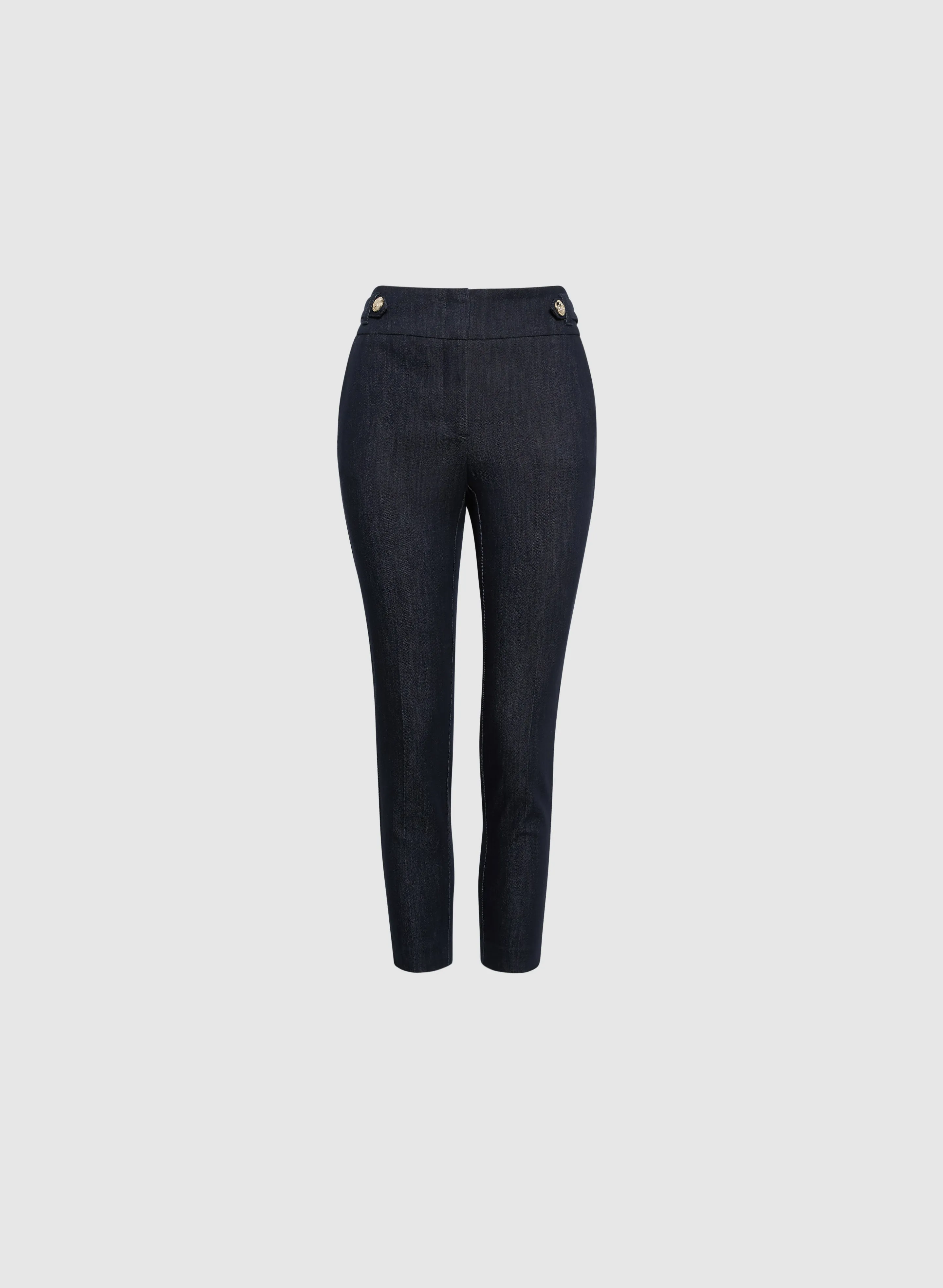 Emma Button Detail Slim-Leg Pants – Short