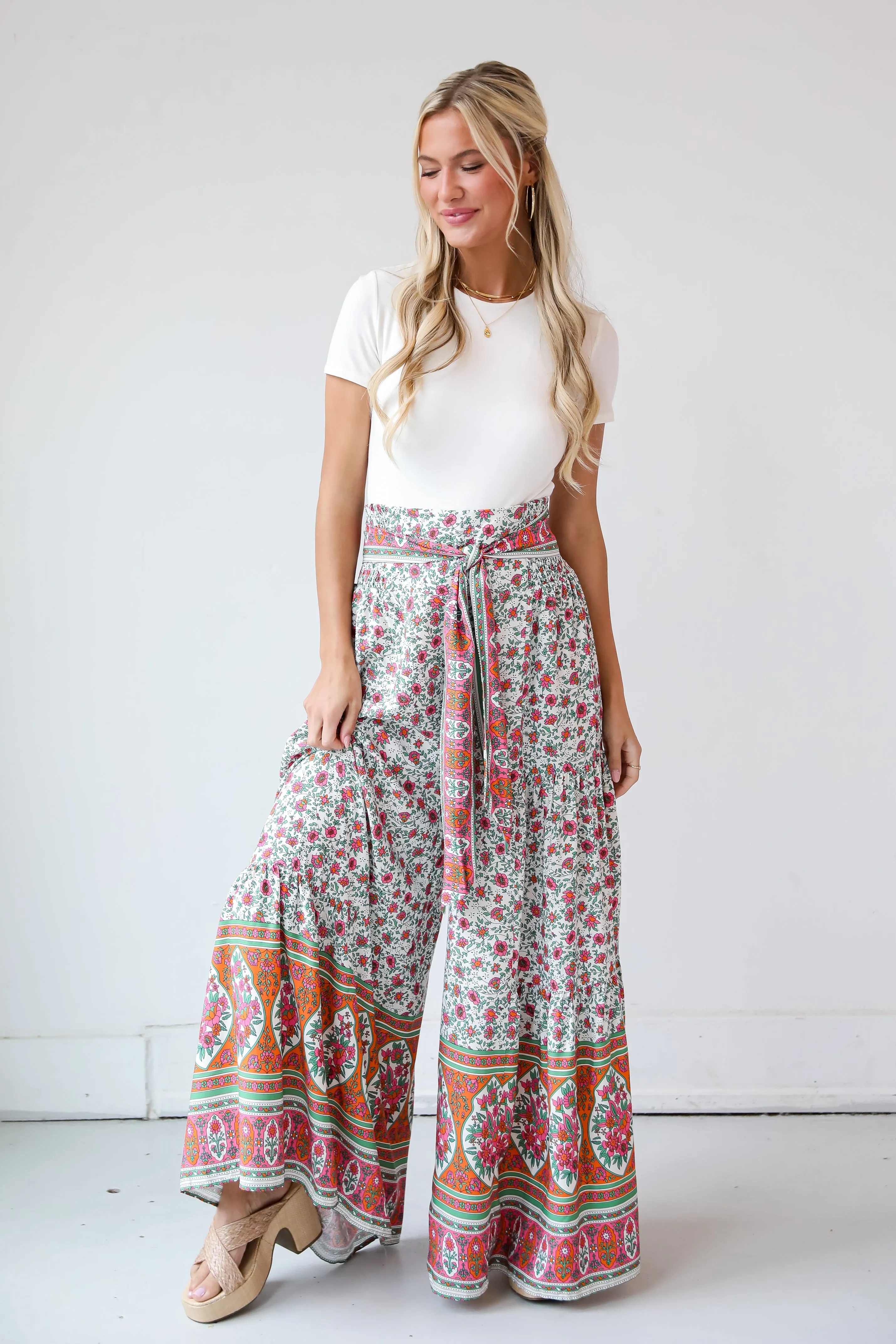 FINAL SALE - Vibrant Sun Floral Wide Leg Pants