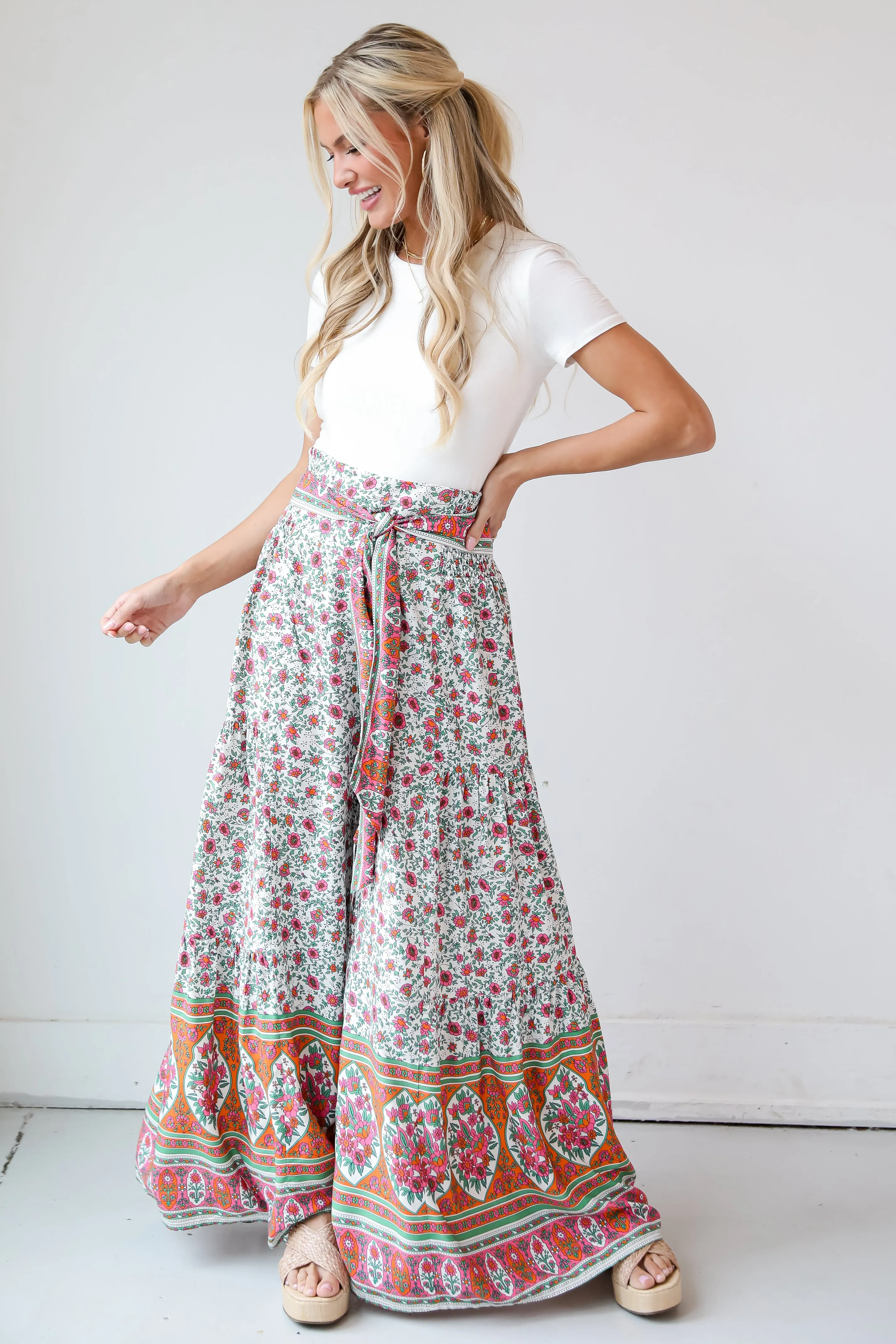 FINAL SALE - Vibrant Sun Floral Wide Leg Pants