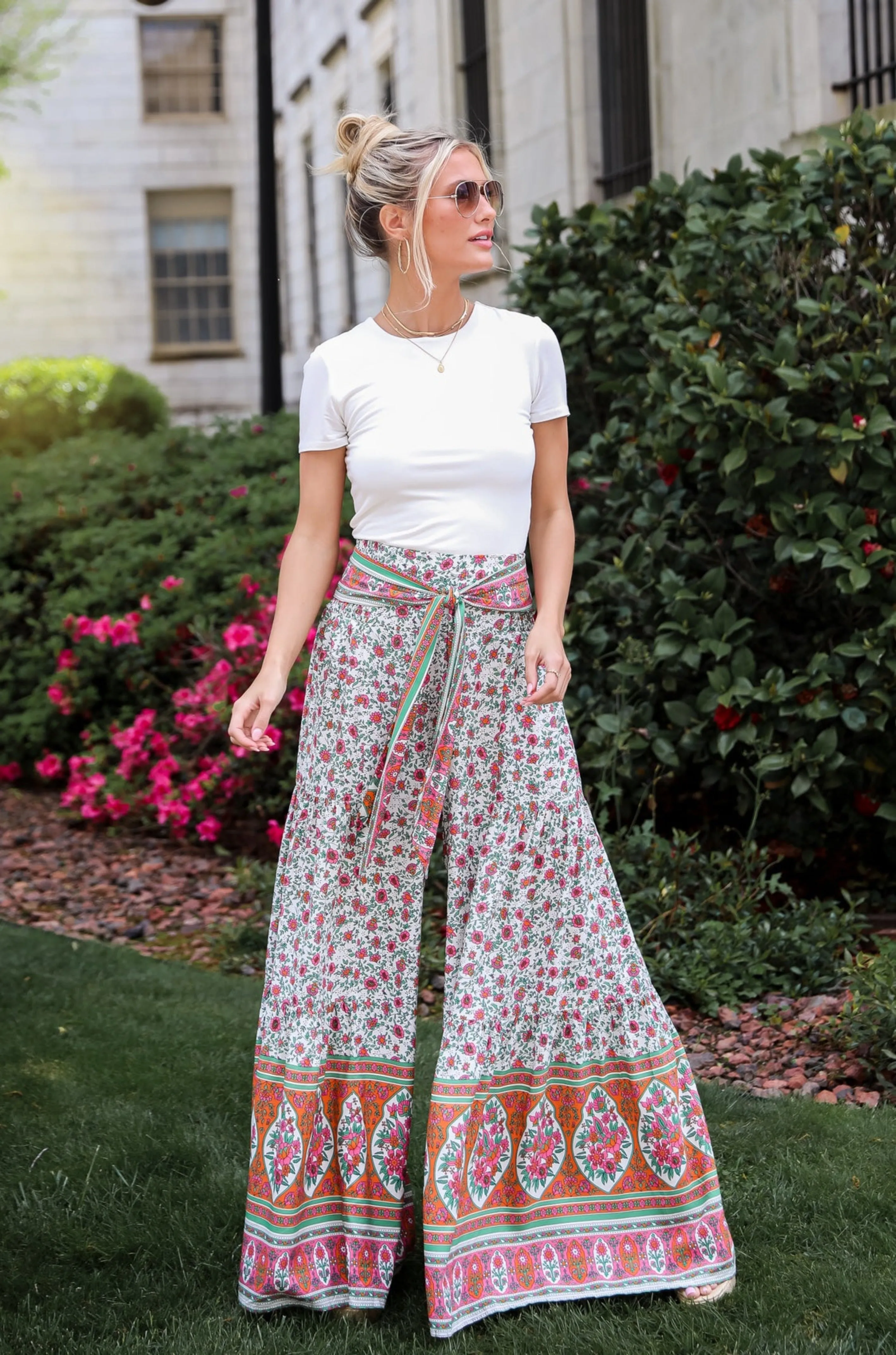 FINAL SALE - Vibrant Sun Floral Wide Leg Pants