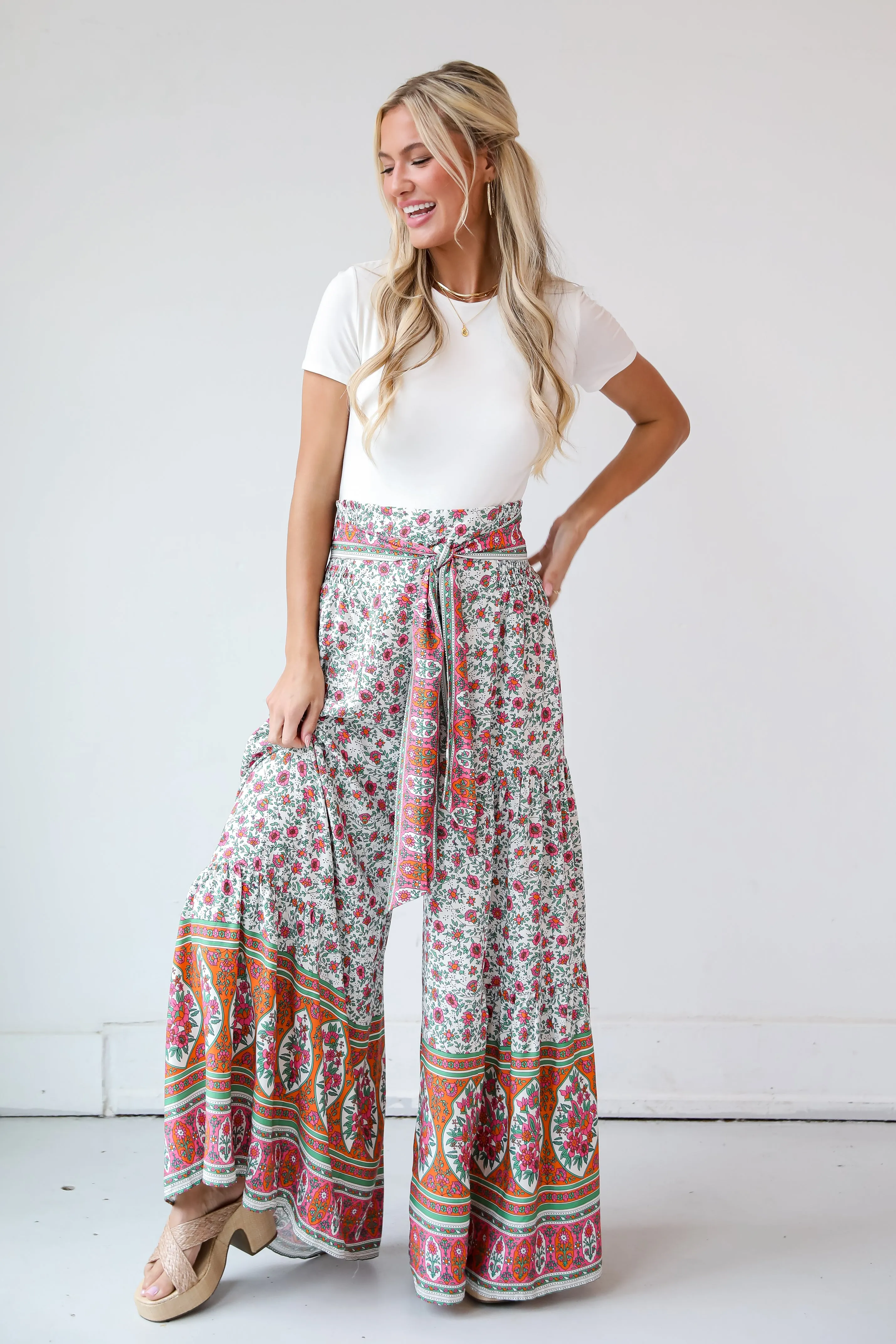 FINAL SALE - Vibrant Sun Floral Wide Leg Pants