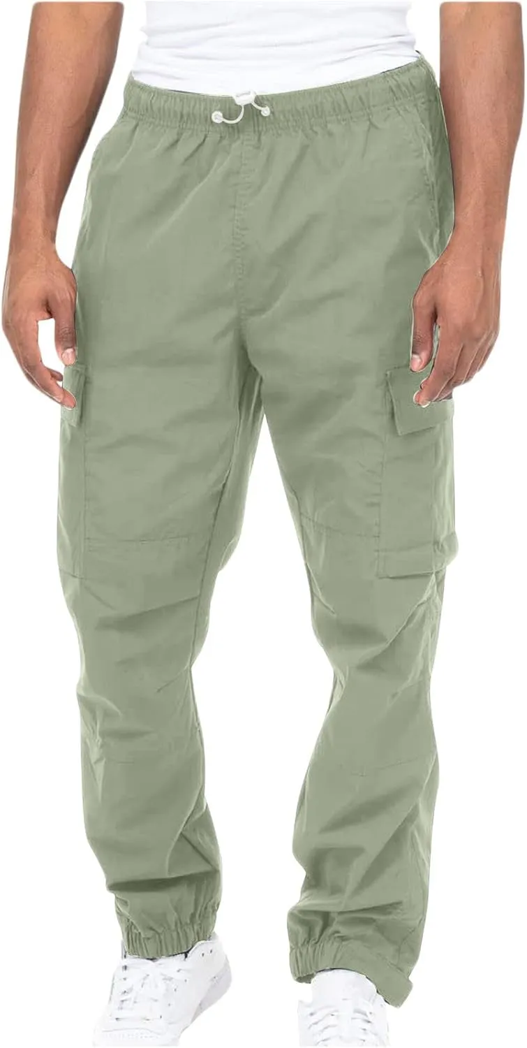 Finelylove Mens Big and Tall Sweatpants Elastic Waist Straight Fit Cargo Sweatpants Casual Stretch Workout Hiking Pants