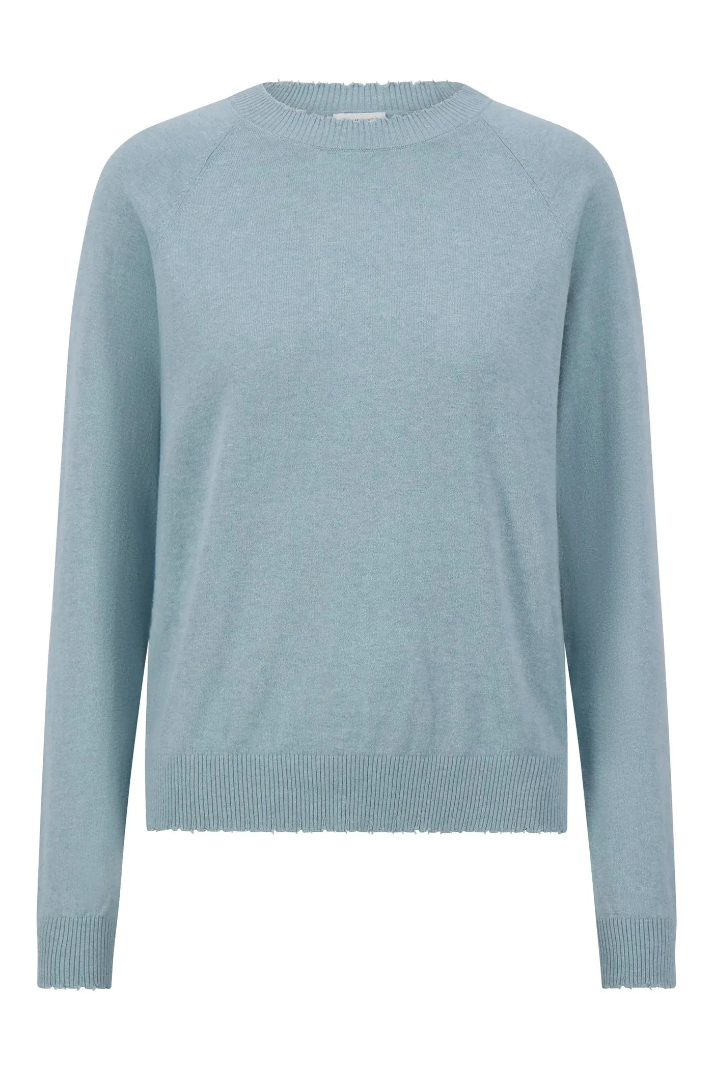 Frayed Trim Crew Neck Sweater