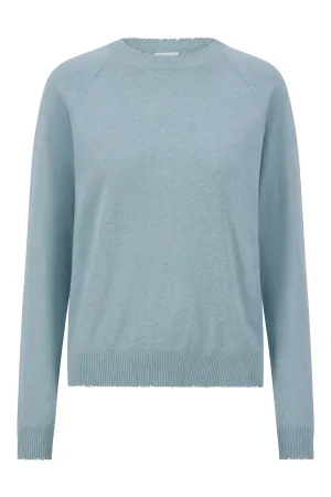 Frayed Trim Crew Neck Sweater