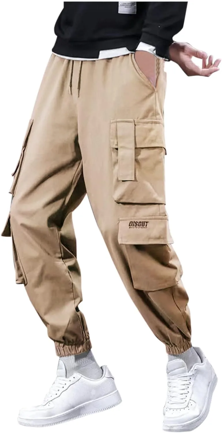 GIERIDUC Men's Faux Leather Pants Mens Pants Casual Relaxed Fit Joggers Black Pleather Pants for Men Mens Jogger Cargo Pants