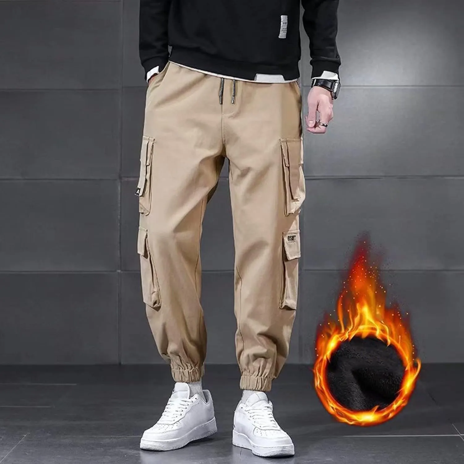 GIERIDUC Men's Faux Leather Pants Mens Pants Casual Relaxed Fit Joggers Black Pleather Pants for Men Mens Jogger Cargo Pants