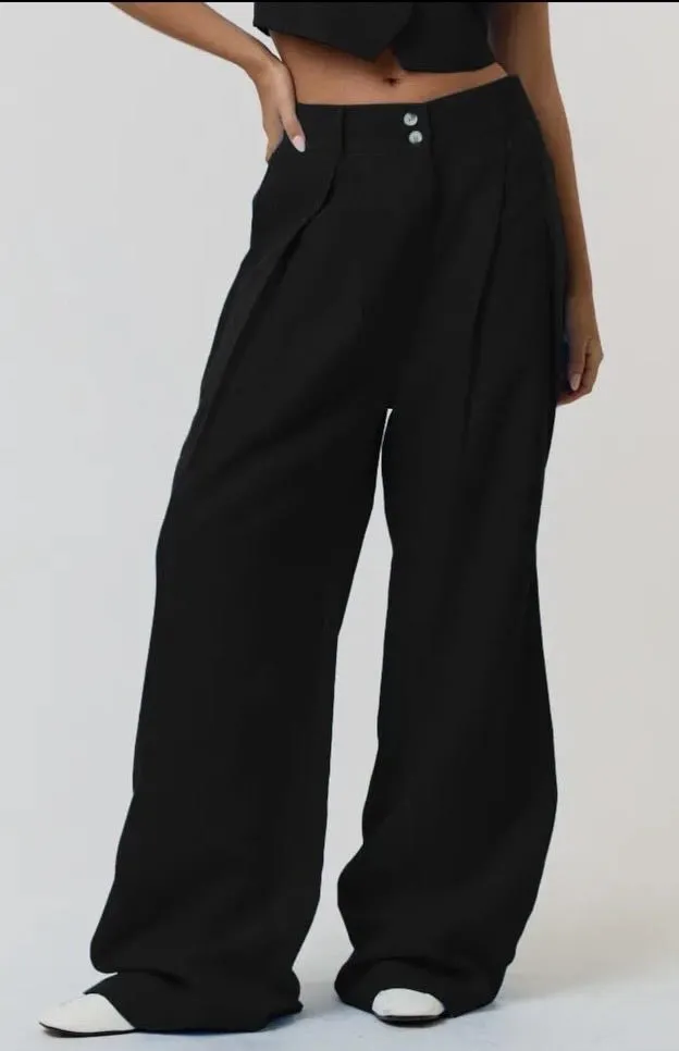 High Waisted Pleated Flare Pants