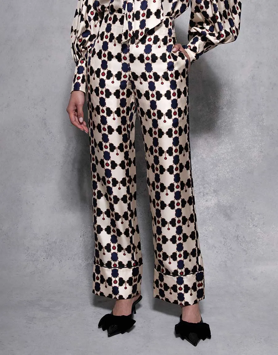 Melia Silk Twill Trouser - Beige Lock
