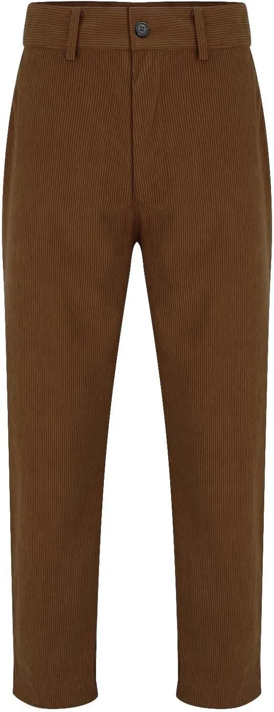 Mens Corduroy Dress Pants Straight Leg Flat Front Casual Chino Pants Fashion Low Rise Relaxed Fit Slacks with Pockets