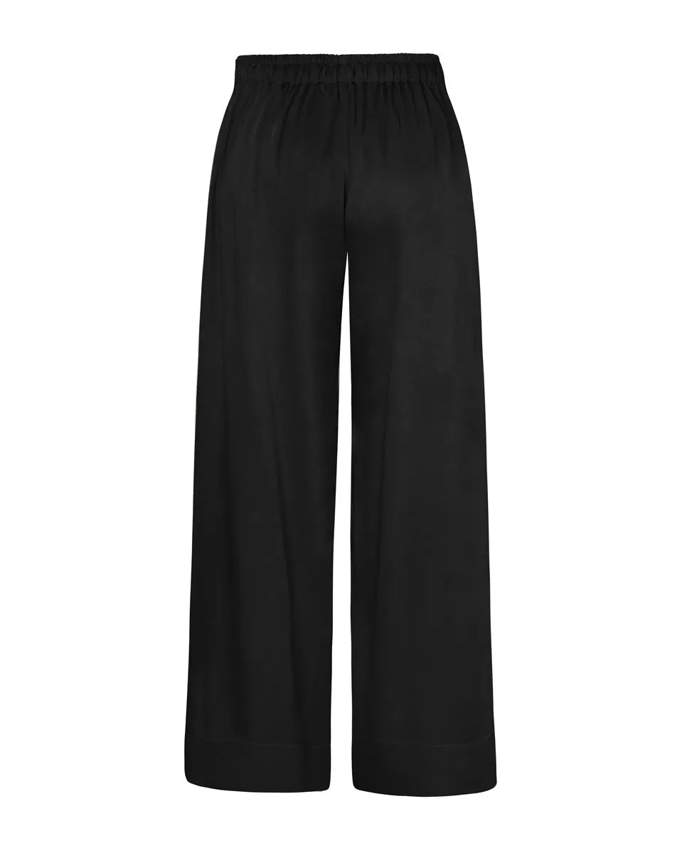 Metis Drawstring Organic Bamboo Satin Pant - Black