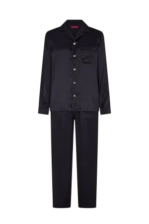 Navy/Black Houndstooth Silk Pyjamas