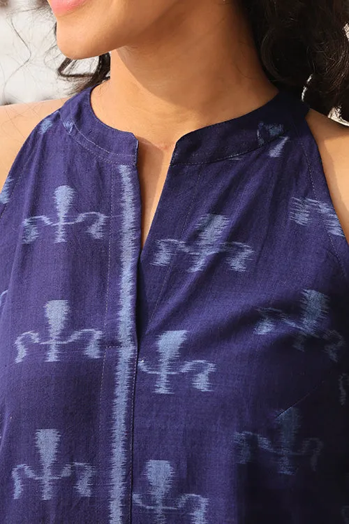 Okhai "Azure Symphony" Handwoven Ikkat Kurta Pant set