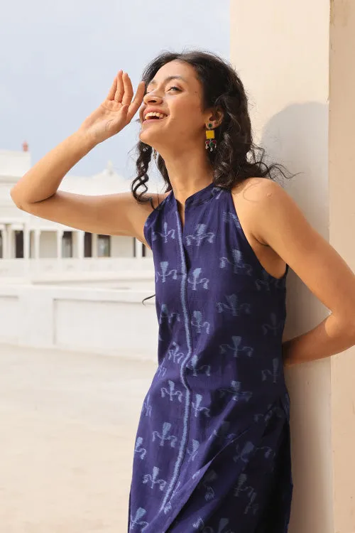 Okhai "Azure Symphony" Handwoven Ikkat Kurta Pant set