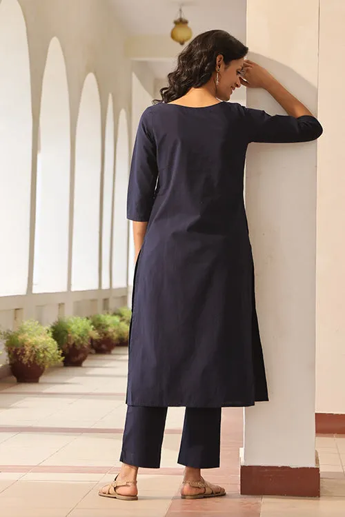 Okhai 'Shinning Stardust' Pure Cotton Hand Embroidered mirrorwork Kurta