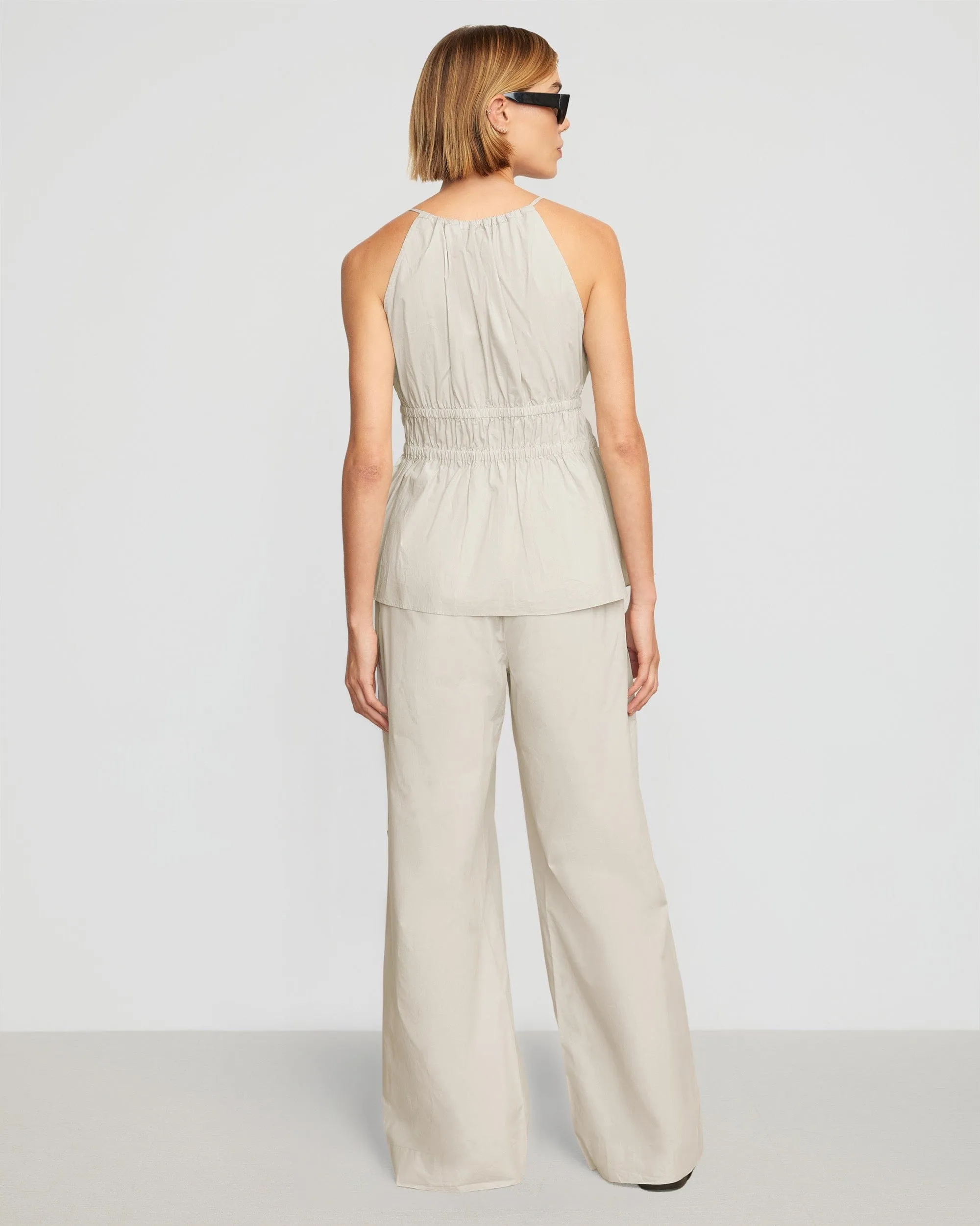 Paula Smocked-Waist Wide Leg Pant