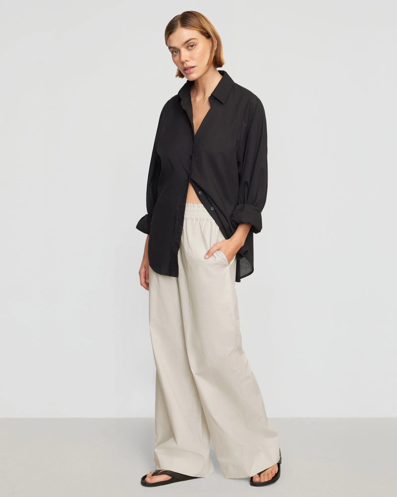 Paula Smocked-Waist Wide Leg Pant