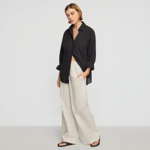Paula Smocked-Waist Wide Leg Pant