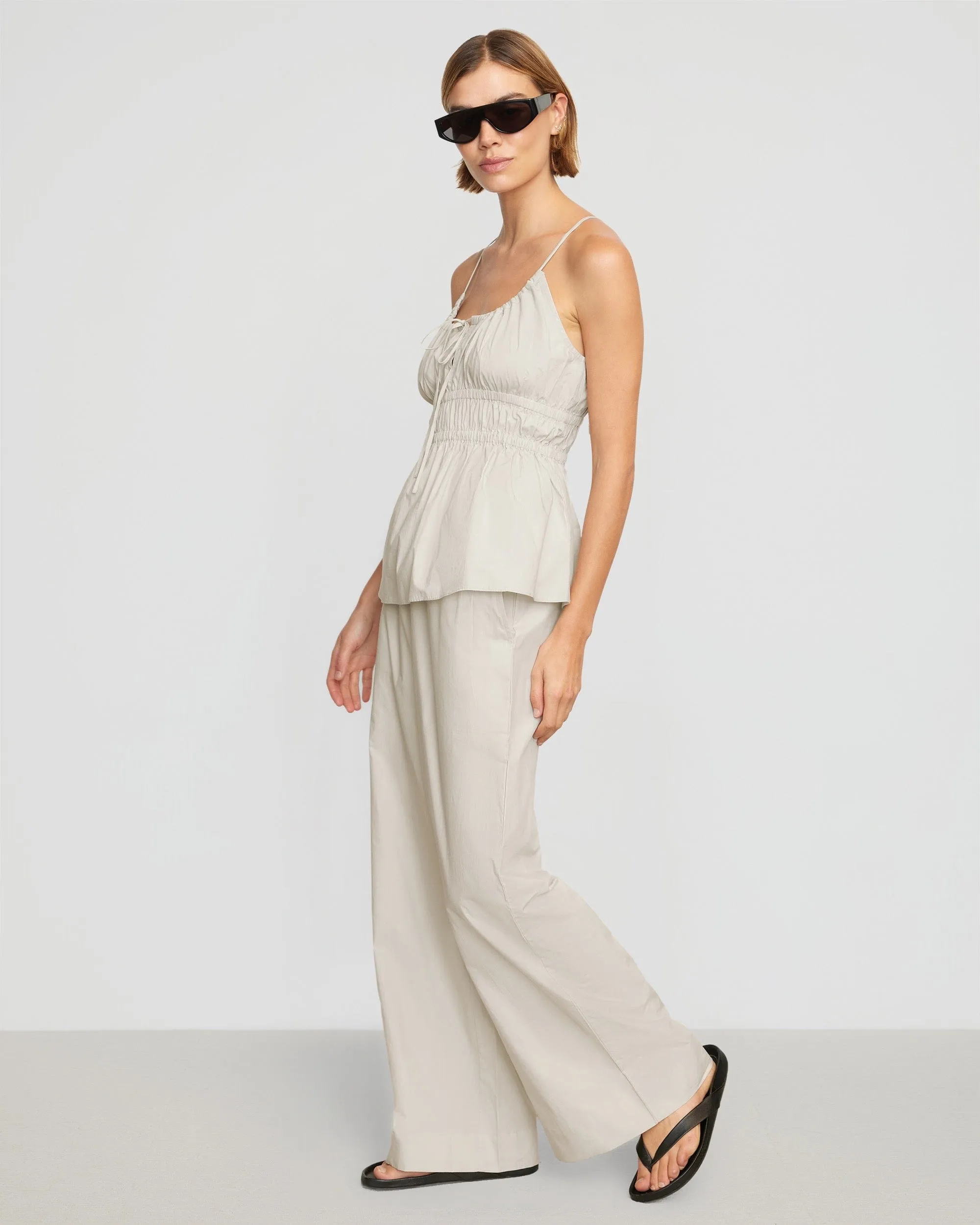 Paula Smocked-Waist Wide Leg Pant