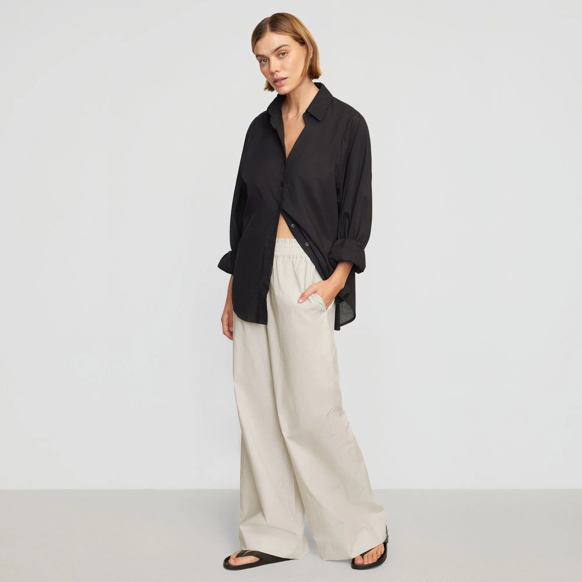 Paula Smocked-Waist Wide Leg Pant