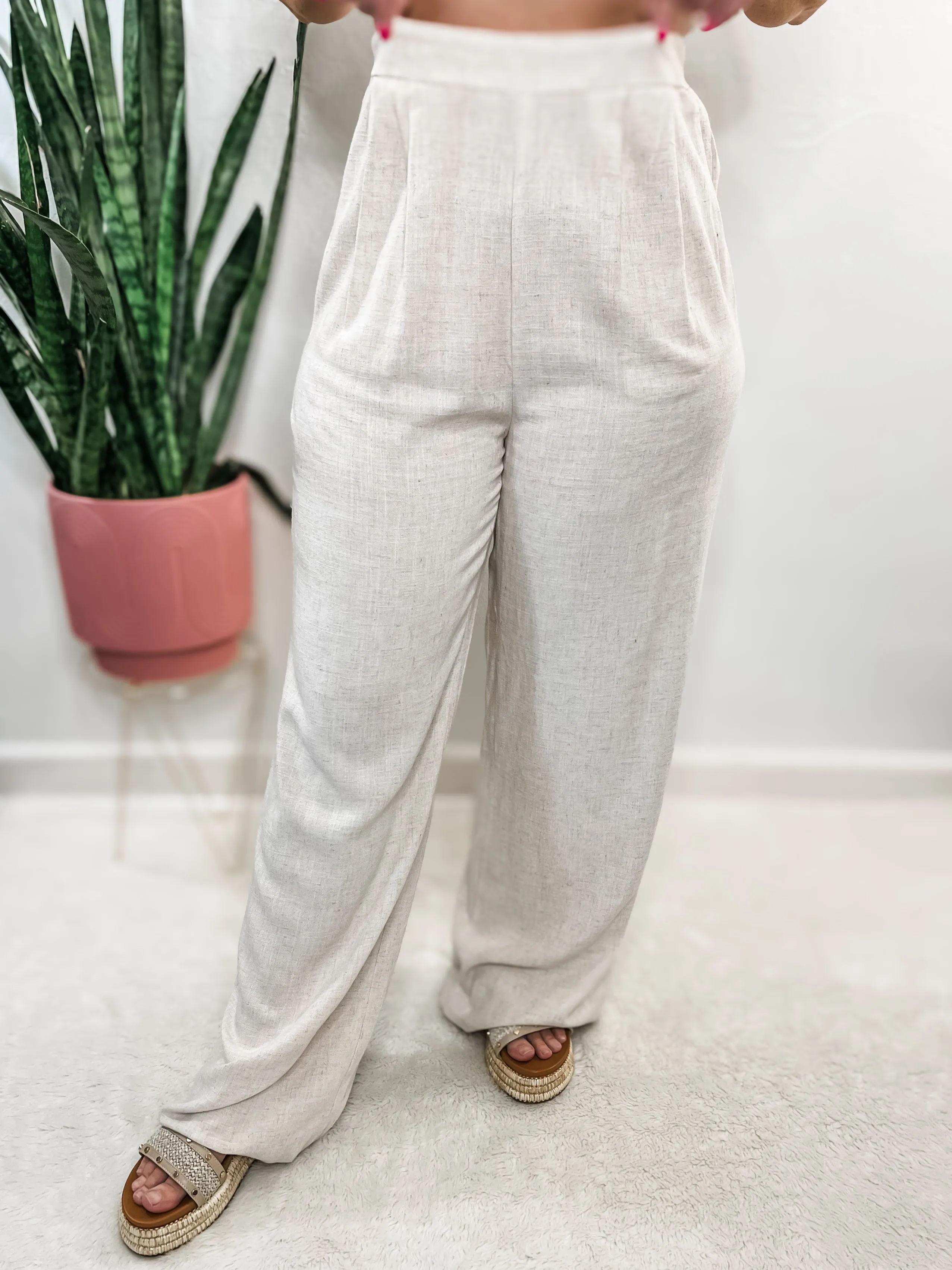 Pleated Linen Pants