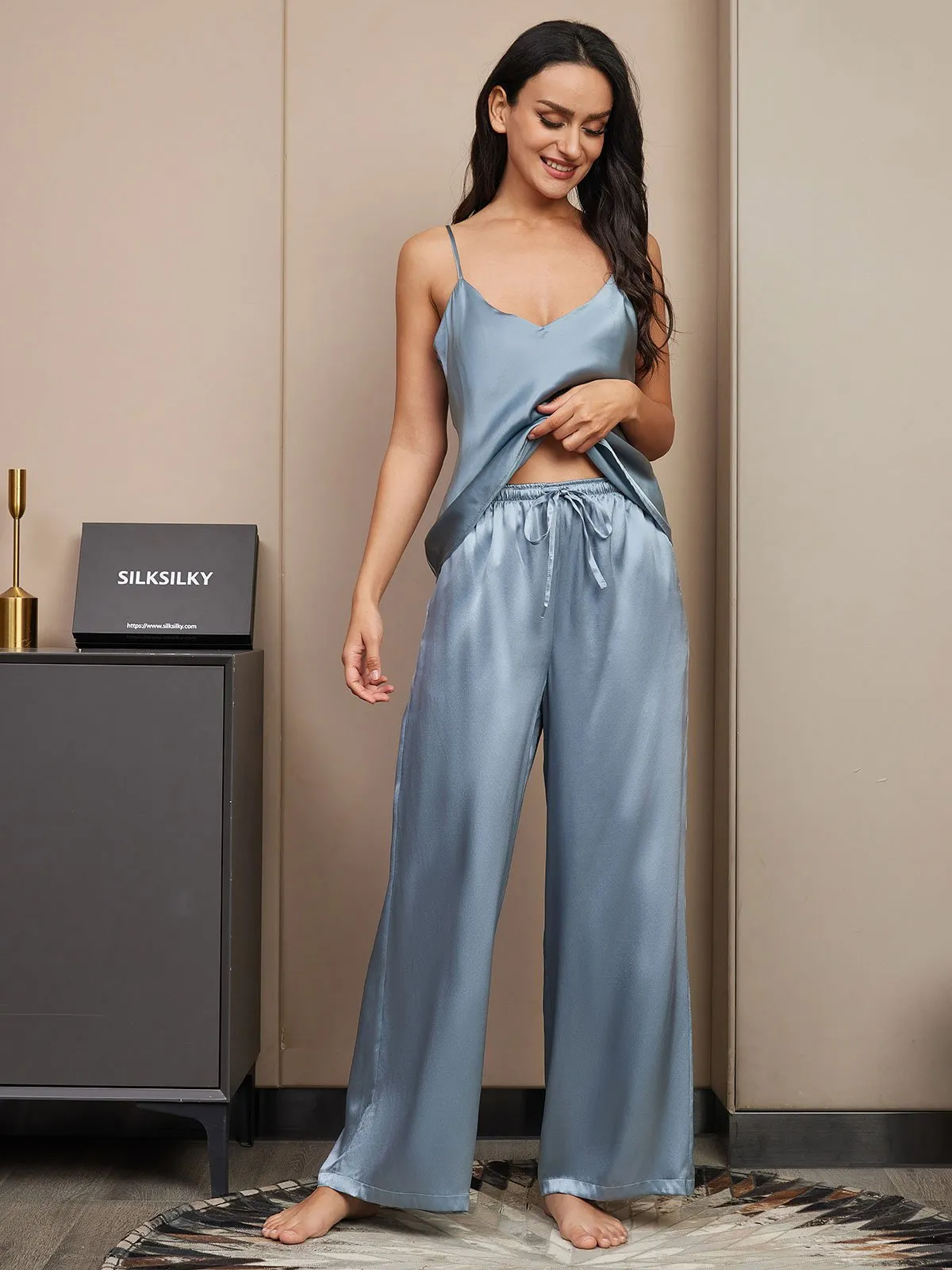 Pure Silk Cami & Wide Leg Pants Pyjamas Set