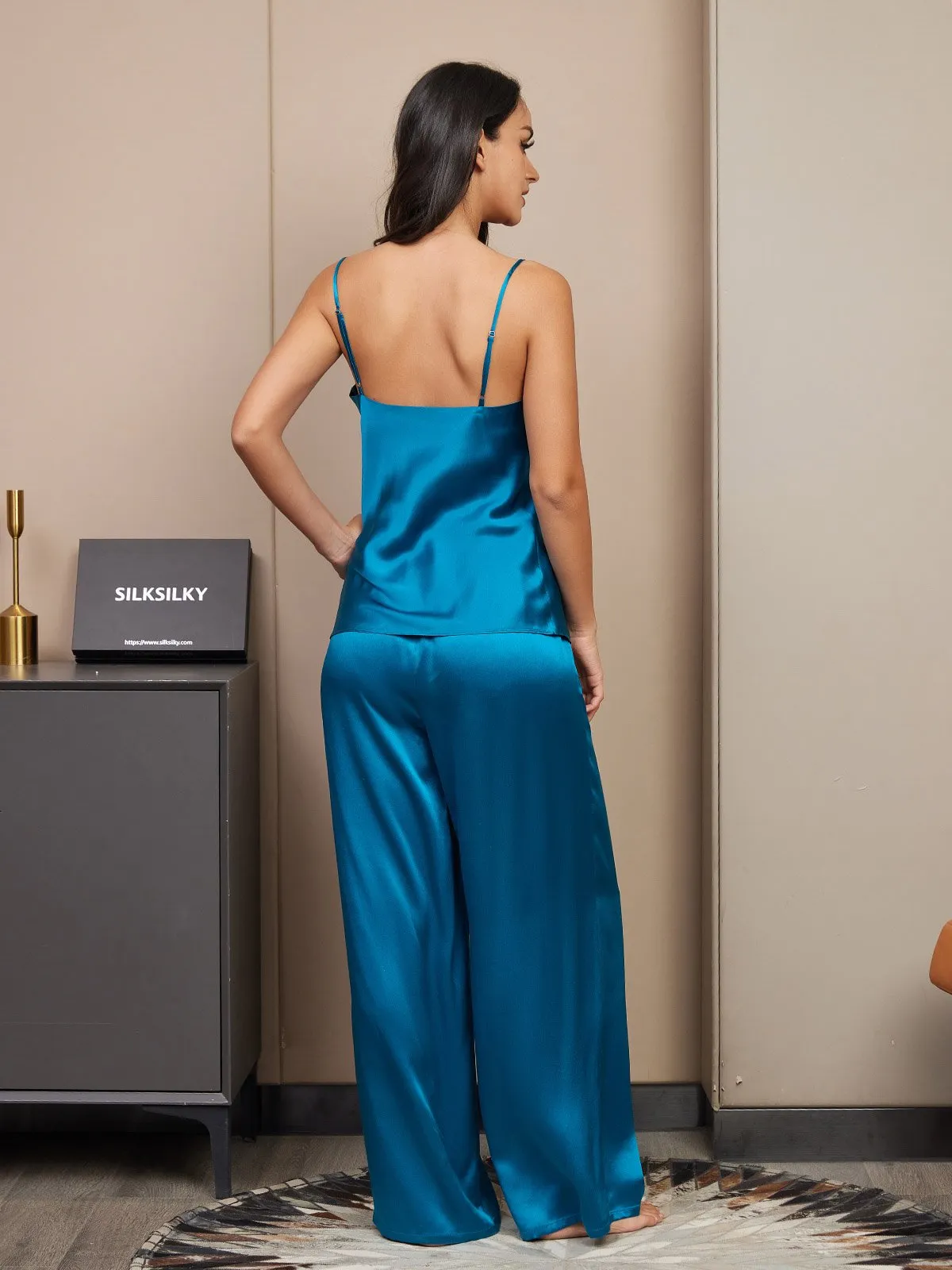 Pure Silk Cami & Wide Leg Pants Pyjamas Set