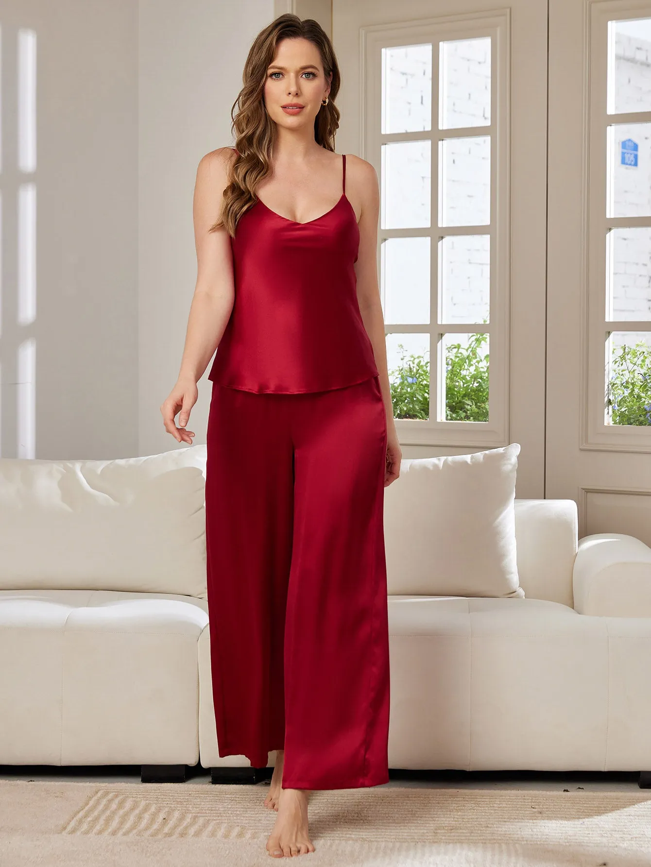Pure Silk Cami & Wide Leg Pants Pyjamas Set