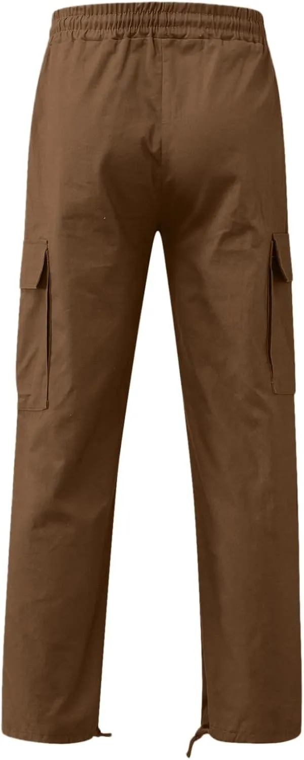 sdbrld Cargo Pants For Men Mens Trendy Relaxed Fit Beach Pants Streetwear Baggy Trousers Cargo Pants with Zipper Pockets