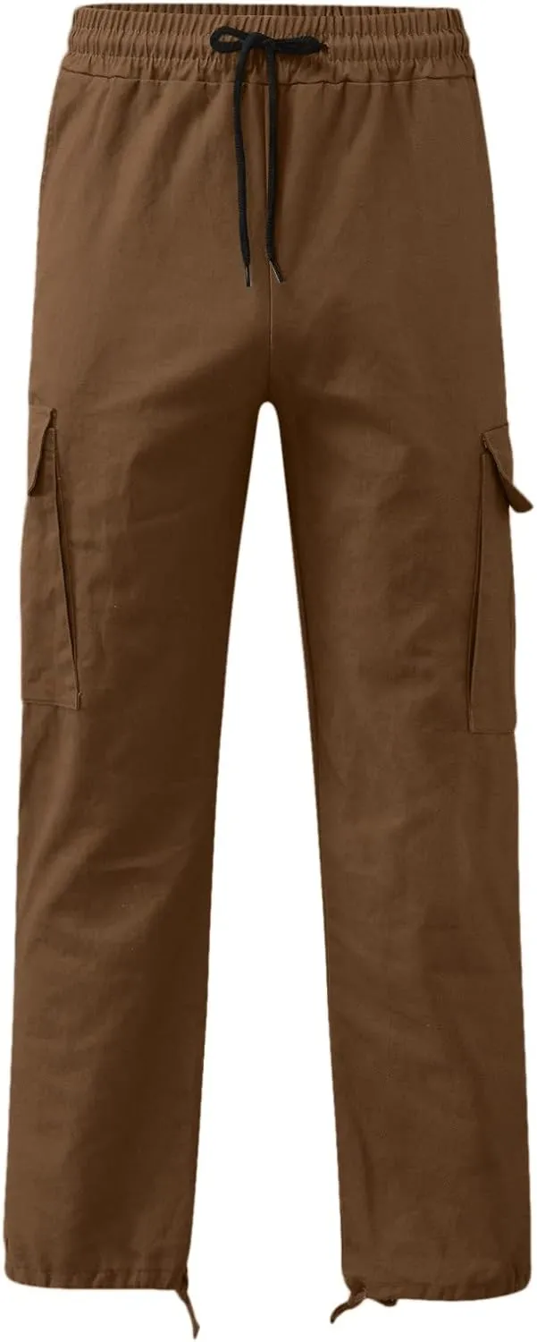 sdbrld Cargo Pants For Men Mens Trendy Relaxed Fit Beach Pants Streetwear Baggy Trousers Cargo Pants with Zipper Pockets