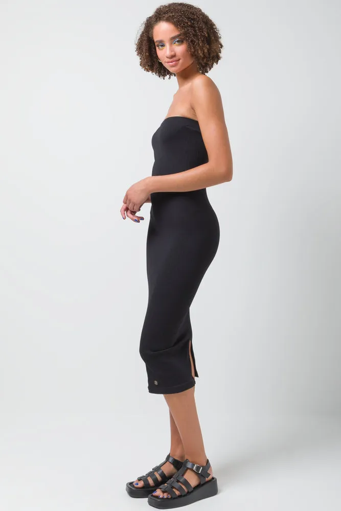 Seamless Midi Bandeau Dress Black
