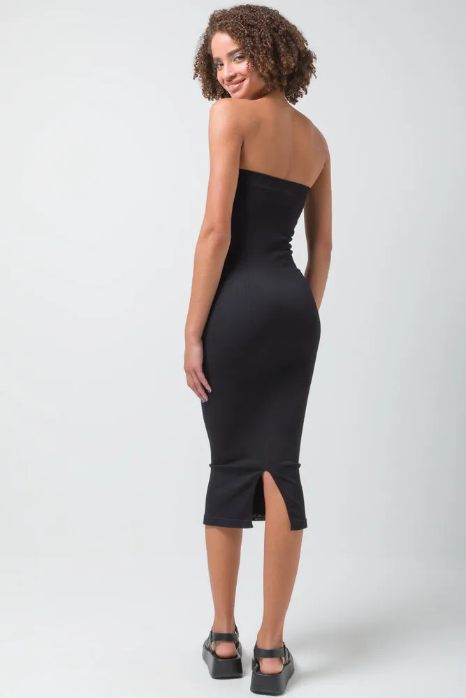 Seamless Midi Bandeau Dress Black