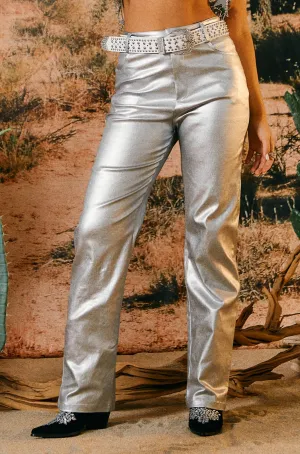 Selene Metallic Straight Leg Pant - Silver
