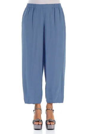 Slight Taper Blue Nova Silk Bamboo Trousers