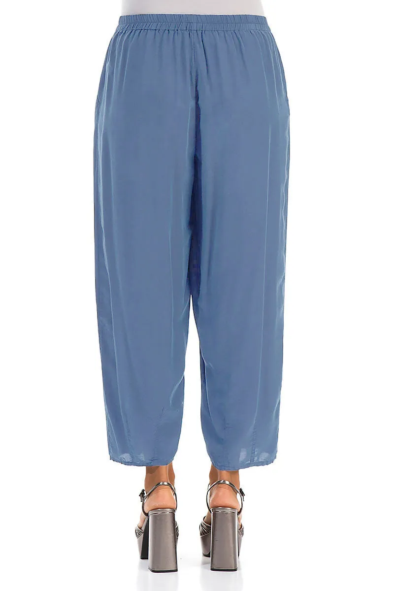 Slight Taper Blue Nova Silk Bamboo Trousers